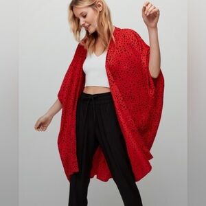 Sunday Best Aritzia Red Leopard Print “ Aitken” Kimono XXS/XS Oversized Fit